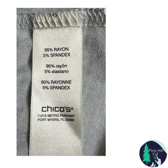 Chicos Tunic Top Size 2 US Large Teal Brown Asymmetrical Herringbone 3/4 Sleeves - Picture 5 of 8